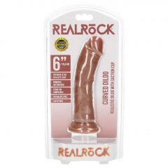   RealRock Curved - zakřivené realistické dildo se svorkou - 15,5 cm (tmavě přírodní)