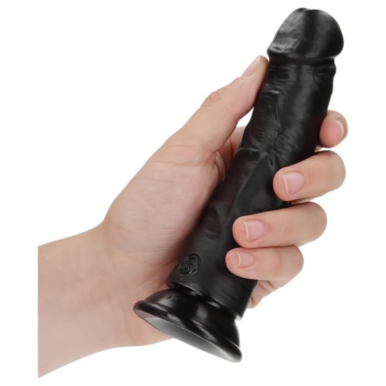 RealRock Curved - zakřivené realistické dildo s lepivými nožičkami - 15,5 cm (černé)