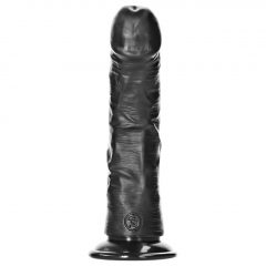   RealRock Curved - zakřivené realistické dildo s lepivými nožičkami - 15,5 cm (černé)