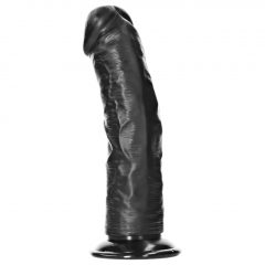   RealRock Curved - zakřivené realistické dildo s lepivými nožičkami - 15,5 cm (černé)