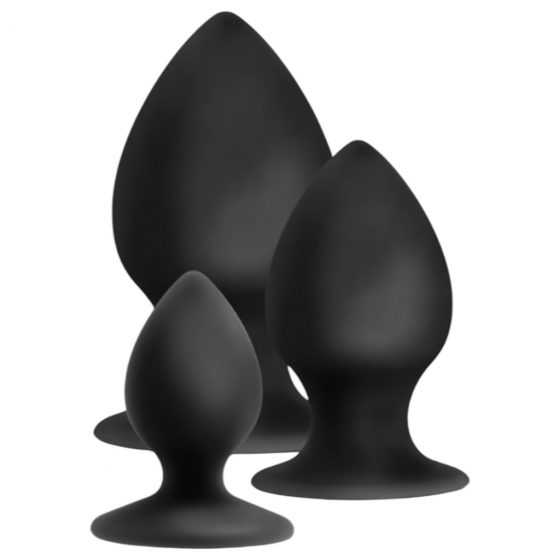 Anal Adventures Platinum Stout - anální dildo set - 3ks (černý)