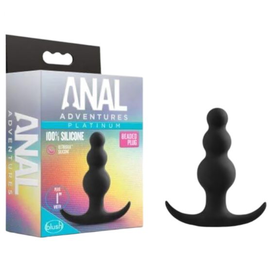 Blush Anal Adventures Platinum Beaded Plug - anální dildo s kuličkami (černé)