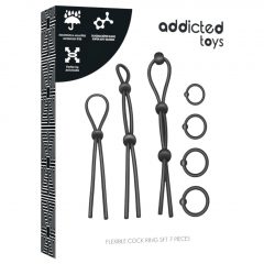   Addicted Toys - Sada silikonových kroužků na penis - 7ks (černá)