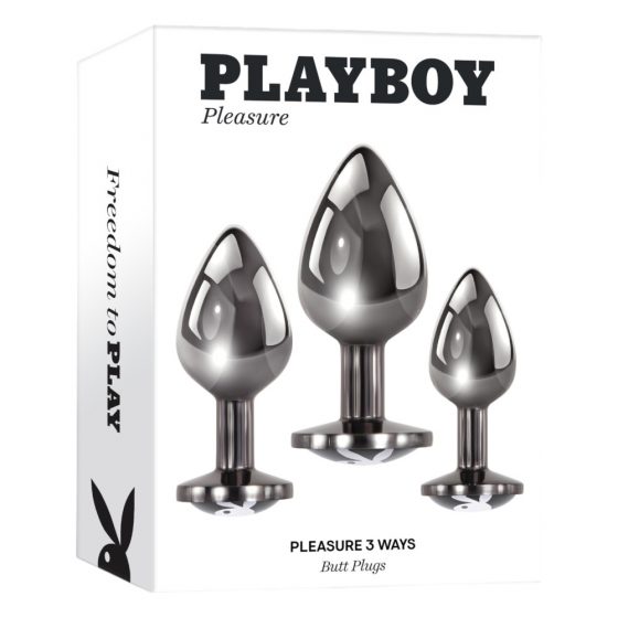 Playboy - anální dildo sada - 3 díly (stříbrné)