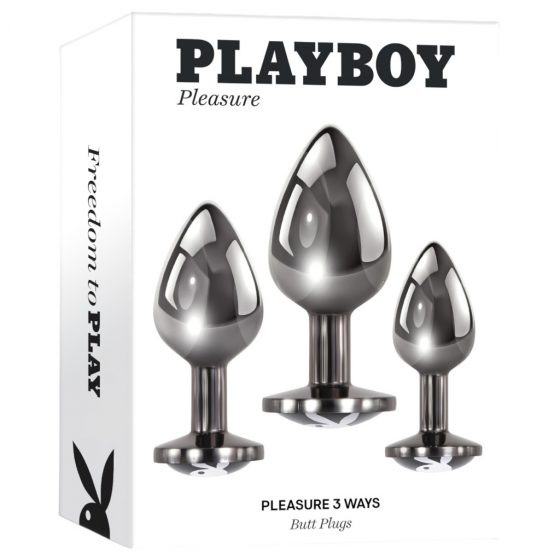 Playboy - anální dildo sada - 3 díly (stříbrné)