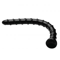   Hosed Swirl Anal Snake 18 - zkroucené, upínací, dlouhé anální dildo (černé)