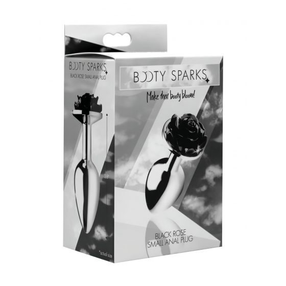 Booty Sparks Black Rose - 79g-ové hliníkové anální dildo (stříbrno-černé)