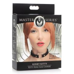   Master Series Kinky Kitty - obojek kočičí hlava s kroužkem (černý)