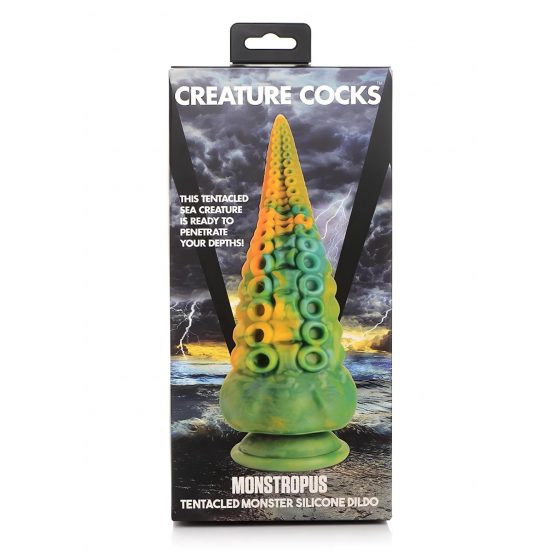 Creature Cocks Monstropus - silikonové dildo s ramenem chobotnice - 22 cm (žlutozelené)