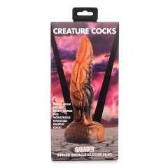   Creature Cocks Ravager - silikonové dildo s texturou - 20 cm (oranžové)