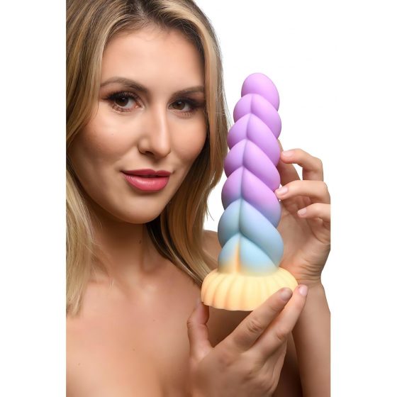 Creature Cocks Mystique - silikonové dildo s jednorožcem - 21 cm (fialovo-žluté)