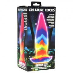   Creature Cocks Tongue - svítící silikonové dildo - 21 cm (duhové)