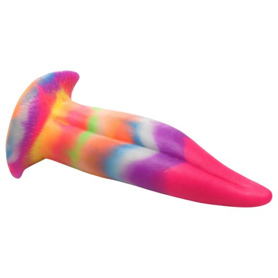 Creature Cocks Tongue - svítící silikonové dildo - 21 cm (duhové)