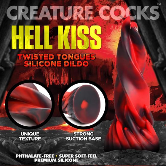 Creature Cocks Hell Kiss - zkroucené silikonové dildo - 19 cm (červené)