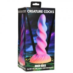   Creature Cocks Moon Rider - svítící dildo s jednorožcem (fialovo-růžové)