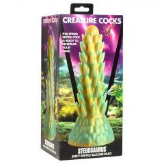   Creature Cocks Stegosaurus - silikonové dildo s ostny - 20 cm (zelené)