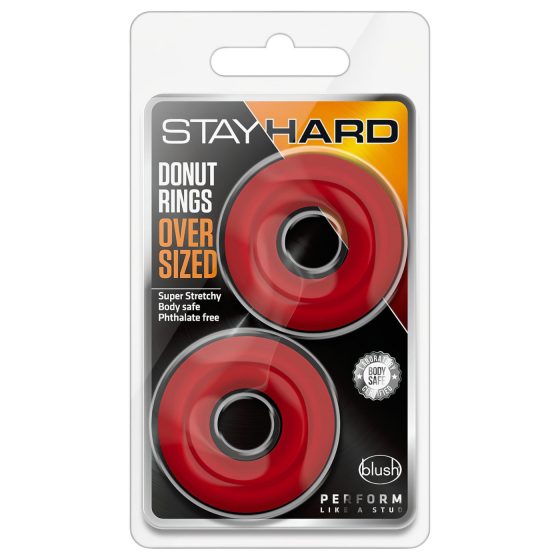 Set krúžků na penis Stay Hard Donuts (červená)