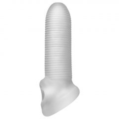   Fat Boy Micro Ribbed - návlek na penis (15 cm) - mléčně bílý