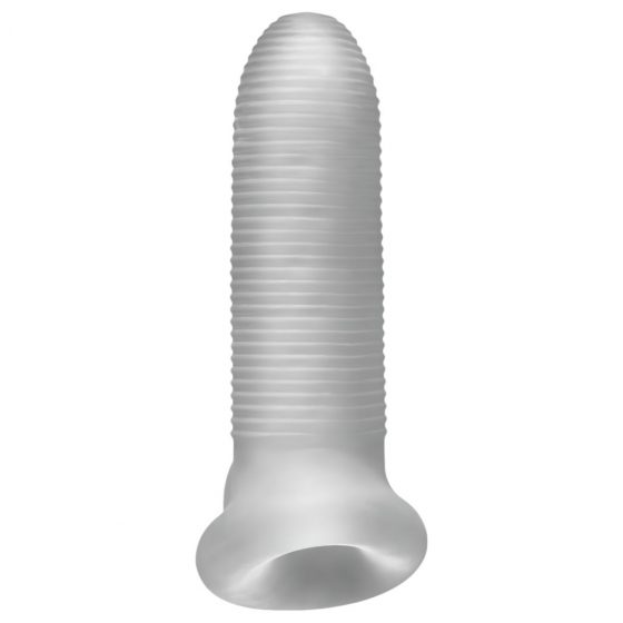 Fat Boy Micro Ribbed - návlek na penis (15 cm) - mléčně bílý