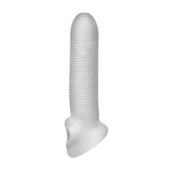   Fat Boy Micro Ribbed - návlek na penis (17 cm) - mléčně bílý