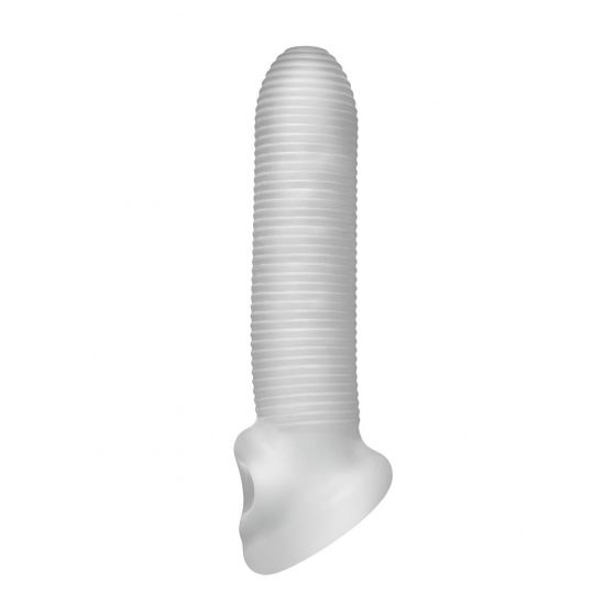 Fat Boy Micro Ribbed - návlek na penis (17 cm) - mléčně bílý