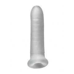   Fat Boy Micro Ribbed - návlek na penis (17 cm) - mléčně bílý