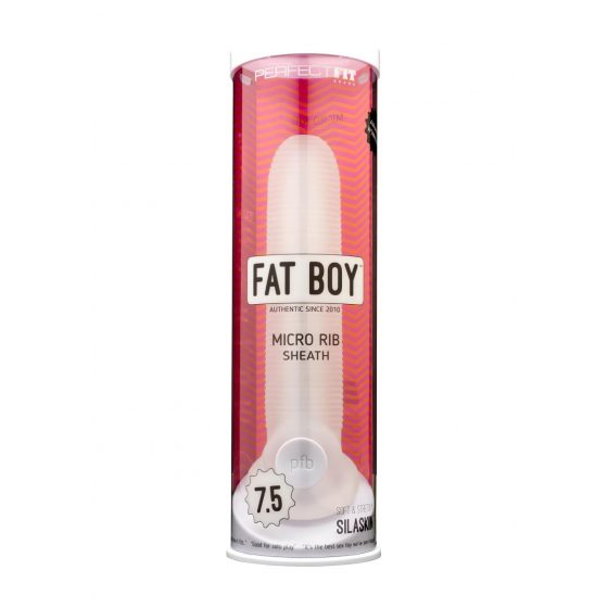 Fat Boy Micro Ribbed - návlek na penis (19 cm) - mléčně bílý