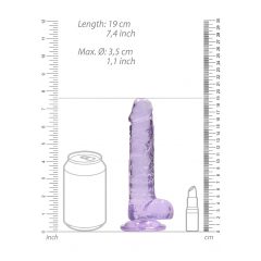 REALROCK - průsvitné realistické dildo - fialové (17cm)