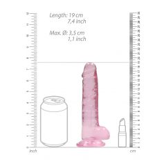 REALROCK - průsvitné realistické dildo - růžové (17cm)