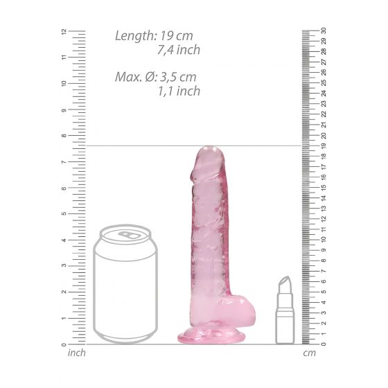 REALROCK - průsvitné realistické dildo - růžové (17cm)