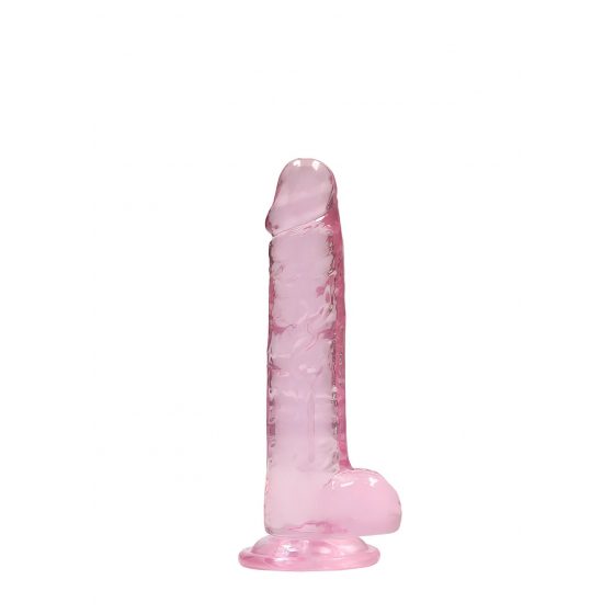 REALROCK - průsvitné realistické dildo - růžové (17cm)