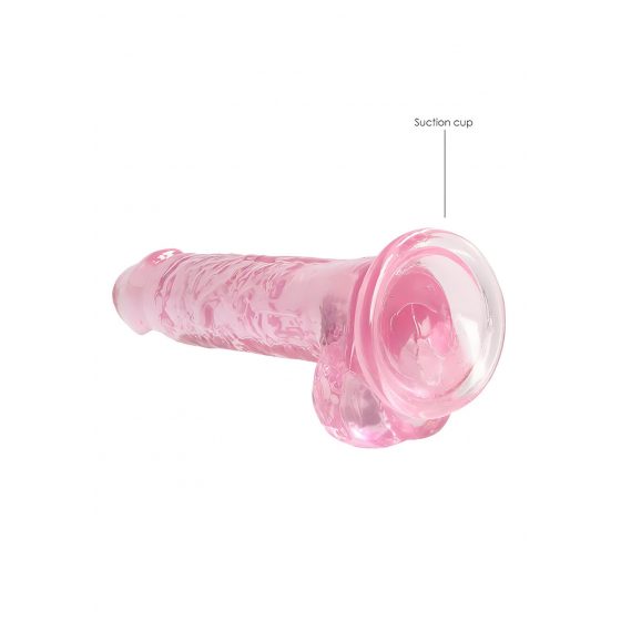 REALROCK - průsvitné realistické dildo - růžové (17cm)