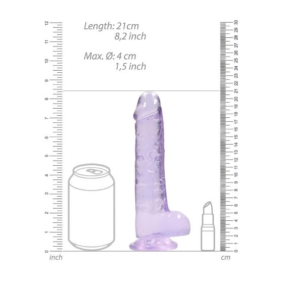 REALROCK - průsvitné realistické dildo - fialové (19cm)