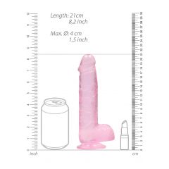 REALROCK - průsvitné realistické dildo - růžové (19cm)