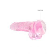 REALROCK - průsvitné realistické dildo - růžové (19cm)