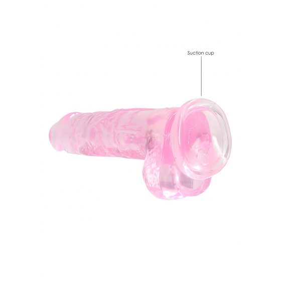 REALROCK - průsvitné realistické dildo - růžové (19cm)