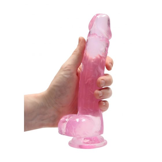 REALROCK - průsvitné realistické dildo - růžové (19cm)