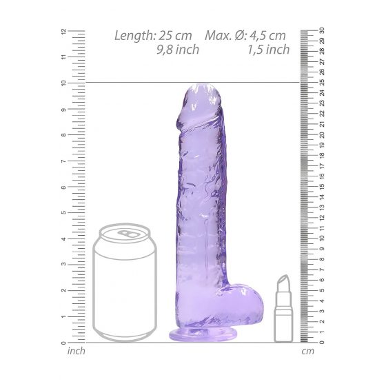 REALROCK - průsvitné realistické dildo - fialové (22cm)