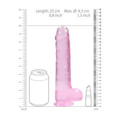 REALROCK - průsvitné realistické dildo - růžové (22cm)