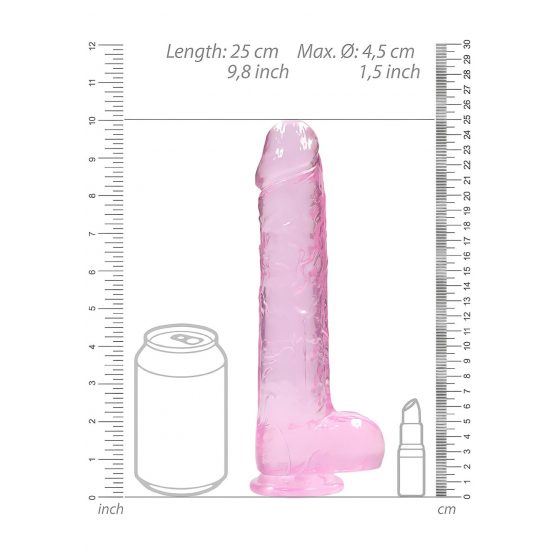 REALROCK - průsvitné realistické dildo - růžové (22cm)