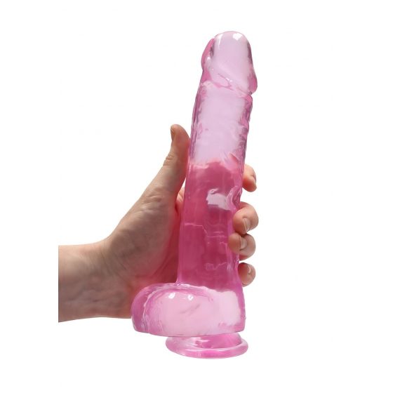 REALROCK - průsvitné realistické dildo - růžové (22cm)