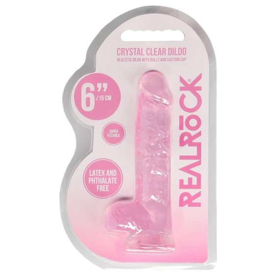 REALROCK - průsvitné realistické dildo - růžové (15cm)