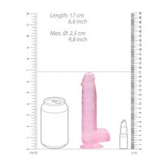 REALROCK - průsvitné realistické dildo - růžové (15cm)