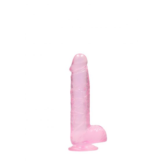 REALROCK - průsvitné realistické dildo - růžové (15cm)