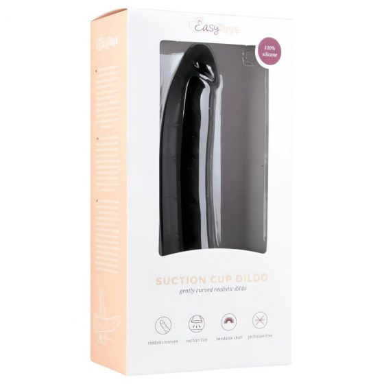 Easytoys Suction Cup Dildo - 100% -ní silikonové dildo s přísavkou (21cm) - černé