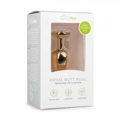   Easytoys Metal No.1 - anální dildo s bílým kuželem - zlaté (2,5 cm)