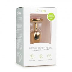   Easytoys Metal No.3 - anální dildo s růžovým kamínkem ve tvaru srdíčka - zlaté (2,5cm)