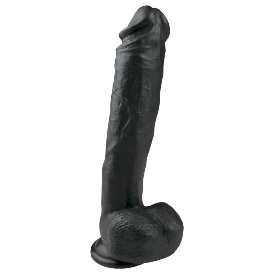 Easytoys - velké dildo s varlaty a přísavkou (26,5cm) - černé