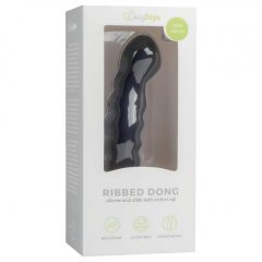   Easytoys Ribbed - anální dildo se svorkami (14 cm) - černé