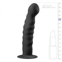   Easytoys Ribbed - anální dildo se svorkami (14 cm) - černé